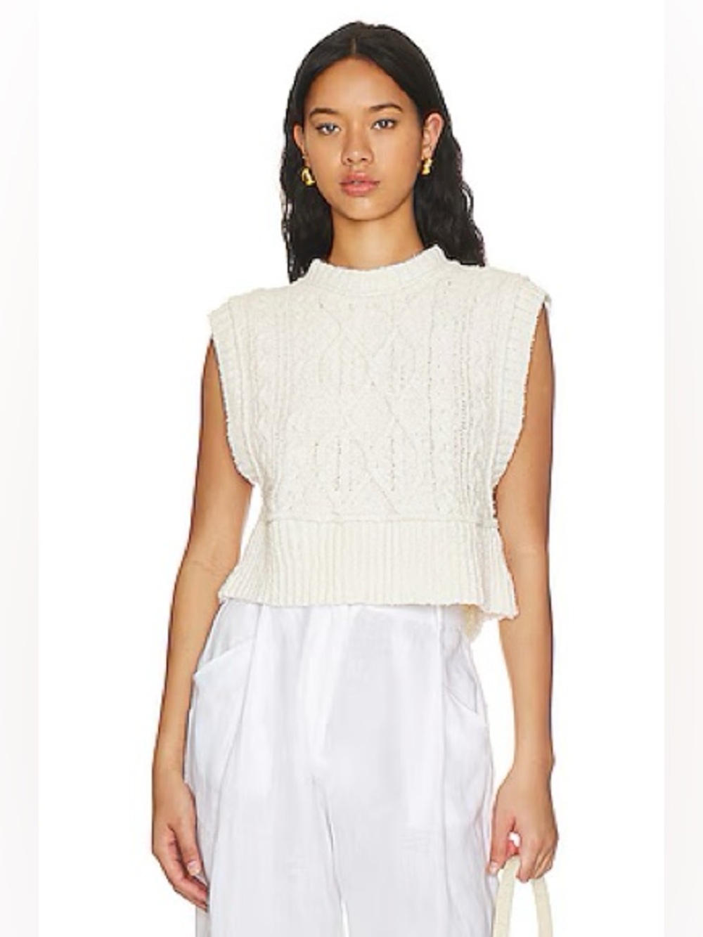 Free People Ivory Rowan Sleeveless Sweater Vest